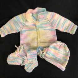 Infant Sweater, Hat, and Booties